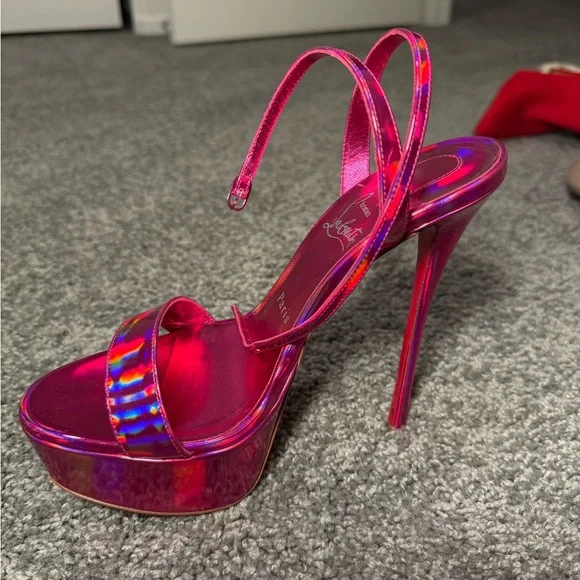 Christian Louboutin Pink Strappy Heels - Picture 2 of 3